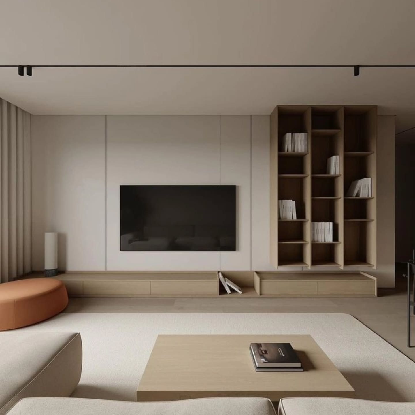 Bespoke living room TV wall and shelving by Kaizen